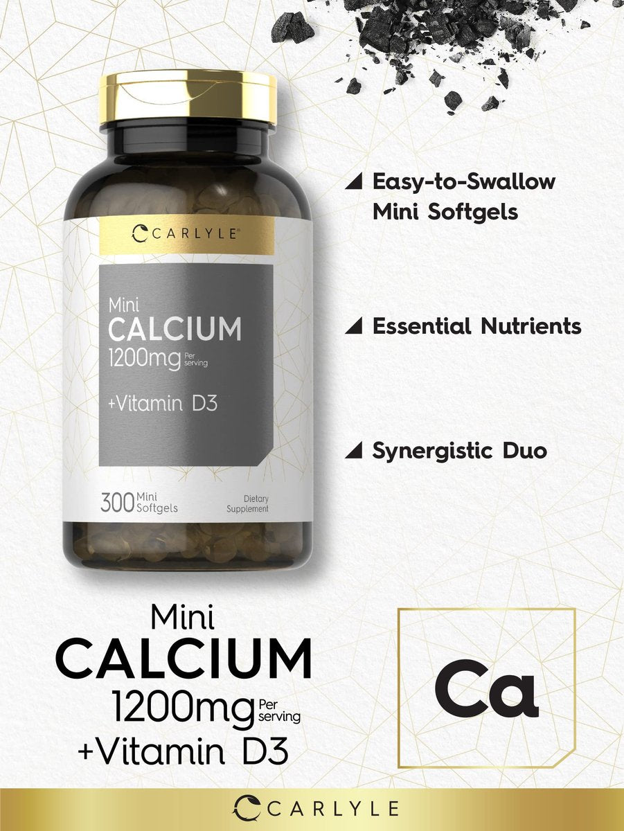 Carlyle Calcium 1200 mg mit Vitamin D3 | 300 Softgels | Nahrungsergänzungsmittel, Non-GMO & Glutenfrei