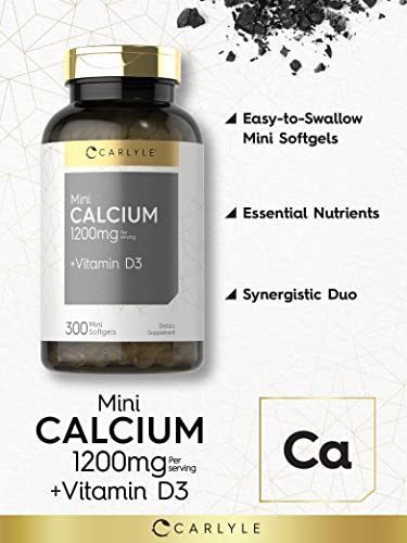 Carlyle Calcium 1200 mg mit Vitamin D3 | 300 Softgels | Nahrungsergänzungsmittel, Non-GMO & Glutenfrei