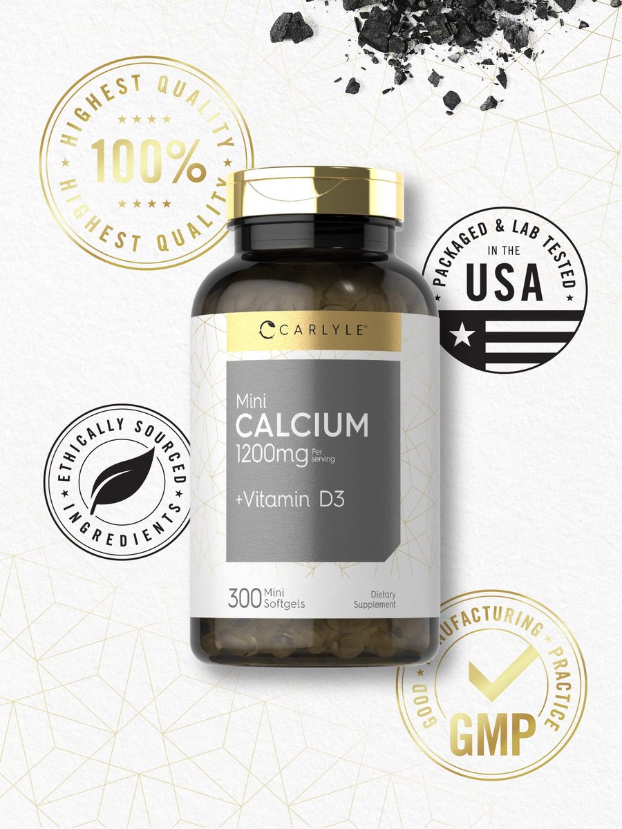 Carlyle Calcium 1200 mg mit Vitamin D3 | 300 Softgels | Nahrungsergänzungsmittel, Non-GMO & Glutenfrei
