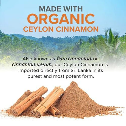Ceylon-Zimt Kapseln - Bio-zertifiziertes Ceylon-Zimtpulver - 100% extra starke Zimtpillen - Energie- und Herzunterstützung - Glutenfrei & zuckerfrei - in den USA abgefüllt - 60 Kapseln