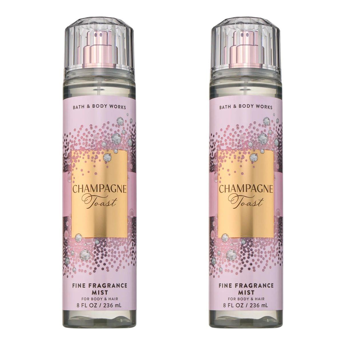 Bath & Body Works Champagner Toast Feinduftspray, Körperspray & Parfüm für Frauen, langanhaltender Duft, sprudelnder Champagner und funkelnder Beerenduft, 8 fl oz - 2er-Pack