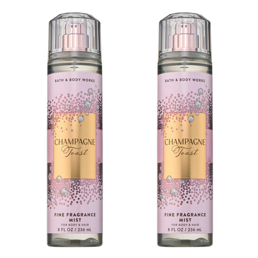 Bath & Body Works Champagner Toast Feinduftspray, Körperspray & Parfüm für Frauen, langanhaltender Duft, sprudelnder Champagner und funkelnder Beerenduft, 8 fl oz - 2er-Pack