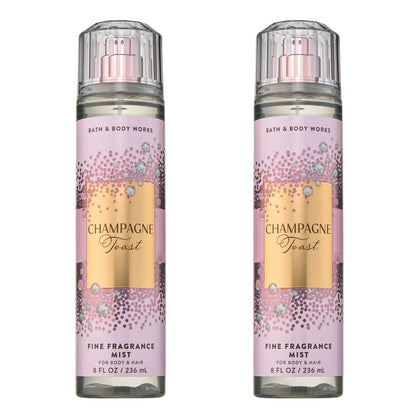 Bath & Body Works Champagner Toast Feinduftspray, Körperspray & Parfüm für Frauen, langanhaltender Duft, sprudelnder Champagner und funkelnder Beerenduft, 8 fl oz - 2er-Pack