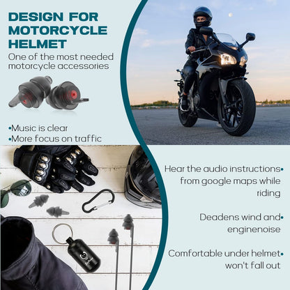 Motorrad Ohrstöpsel gegen Windgeräusche, 2 Paar wiederverwendbare Motorrad-Zubehör – Moto Ohrstöpsel, weicher bequemer Gehörschutz für Motorrad, Touren, Rennsport, Fahren – 25dB, Biker Geschenke