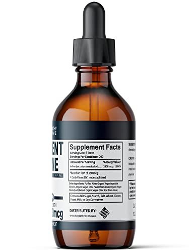 Nascent Iod Supplement | 2800mcg | Kaliumiodid | Jodtropfen | 100% Vegan | Farblos | Große 2oz Flasche