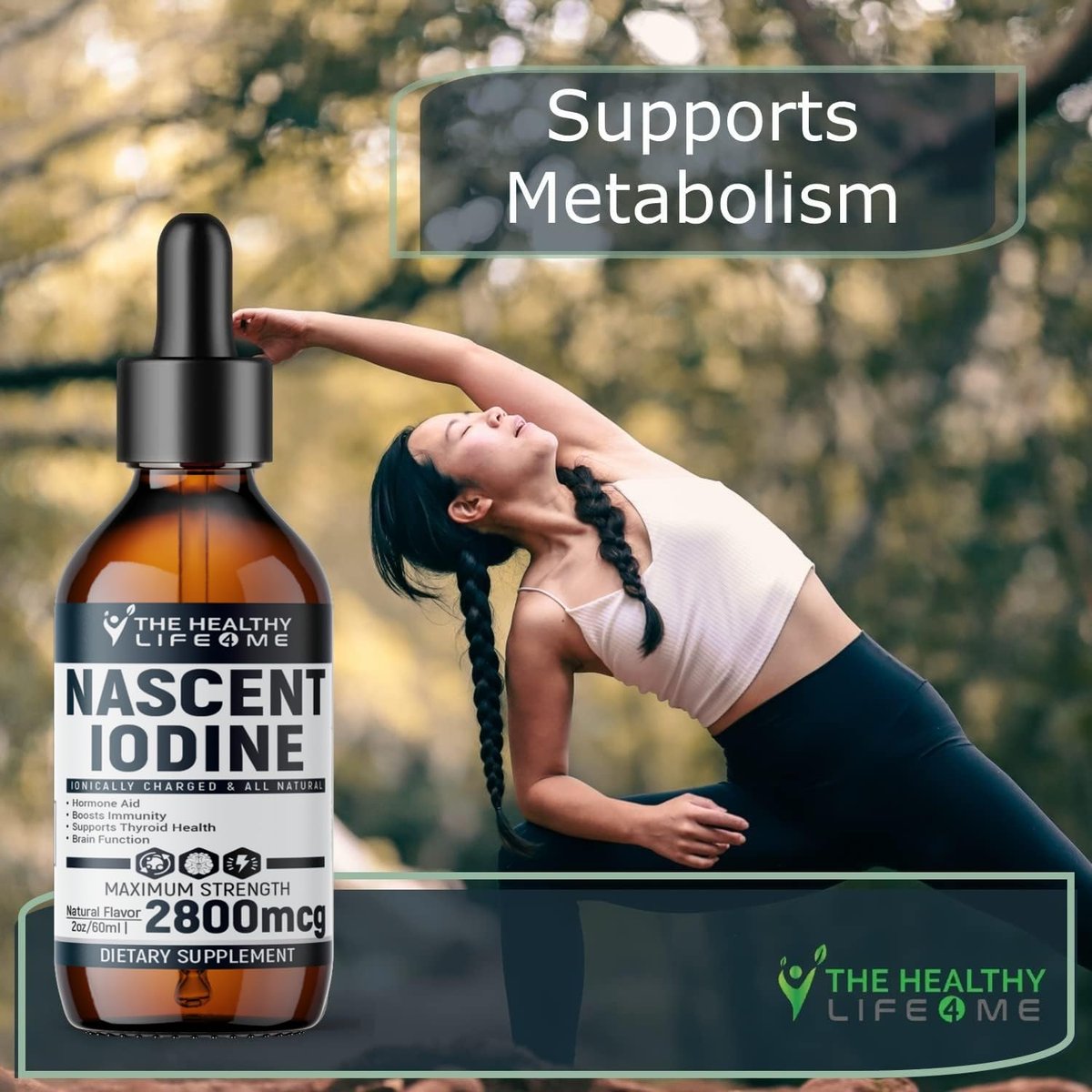 Nascent Iod Supplement | 2800mcg | Kaliumiodid | Jodtropfen | 100% Vegan | Farblos | Große 2oz Flasche