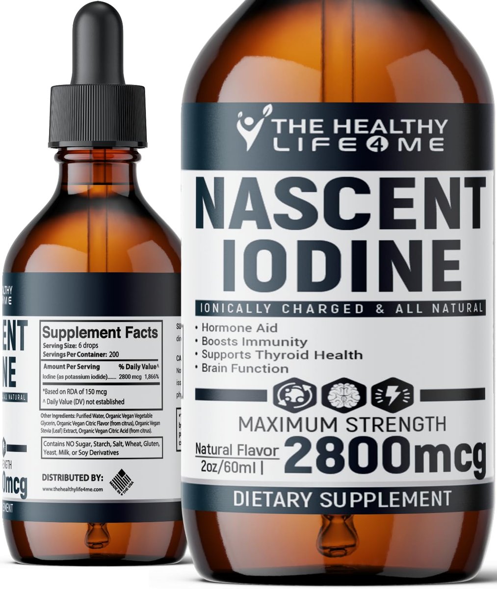 Nascent Iod Supplement | 2800mcg | Kaliumiodid | Jodtropfen | 100% Vegan | Farblos | Große 2oz Flasche