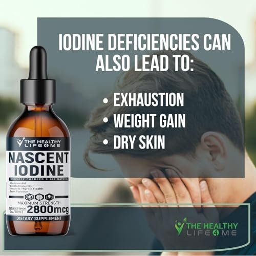 Nascent Iod Supplement | 2800mcg | Kaliumiodid | Jodtropfen | 100% Vegan | Farblos | Große 2oz Flasche