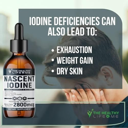 Nascent Iod Supplement | 2800mcg | Kaliumiodid | Jodtropfen | 100% Vegan | Farblos | Große 2oz Flasche
