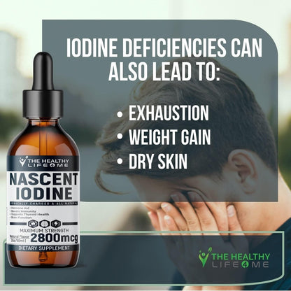 Nascent Iod Supplement | 2800mcg | Kaliumiodid | Jodtropfen | 100% Vegan | Farblos | Große 2oz Flasche