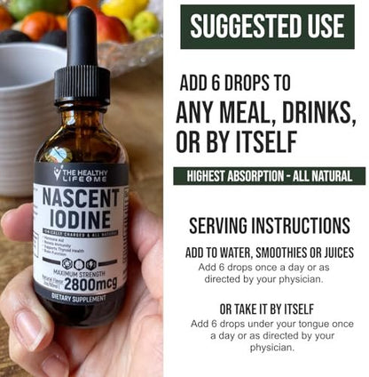 Nascent Iod Supplement | 2800mcg | Kaliumiodid | Jodtropfen | 100% Vegan | Farblos | Große 2oz Flasche