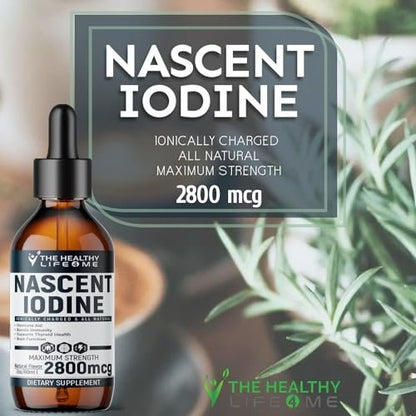 Nascent Iod Supplement | 2800mcg | Kaliumiodid | Jodtropfen | 100% Vegan | Farblos | Große 2oz Flasche