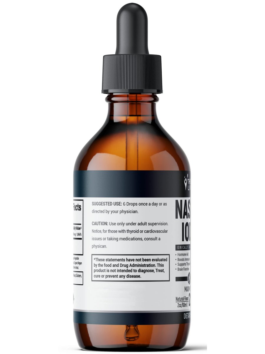 Nascent Iod Supplement | 2800mcg | Kaliumiodid | Jodtropfen | 100% Vegan | Farblos | Große 2oz Flasche