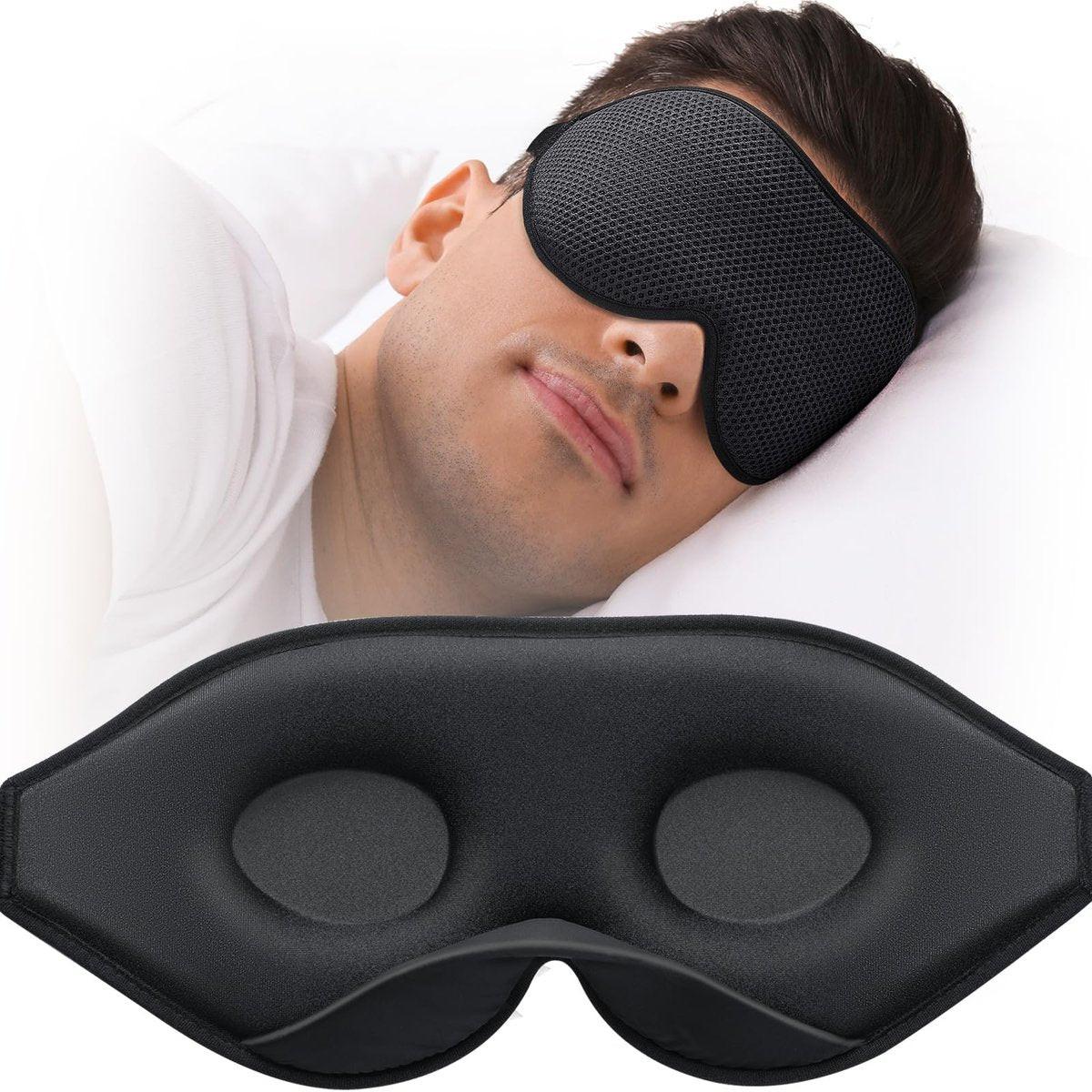 MABAO Schlafmaske für Seitenschläfer – 3D Konturierte Augenmaske ohne Druck, 100% Lichtblockierung, Verstellbares Band, für Damen und Herren, Schwarz
