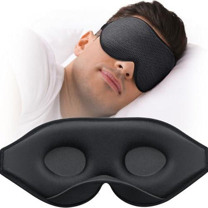 MABAO Schlafmaske für Seitenschläfer – 3D Konturierte Augenmaske ohne Druck, 100% Lichtblockierung, Verstellbares Band, für Damen und Herren, Schwarz