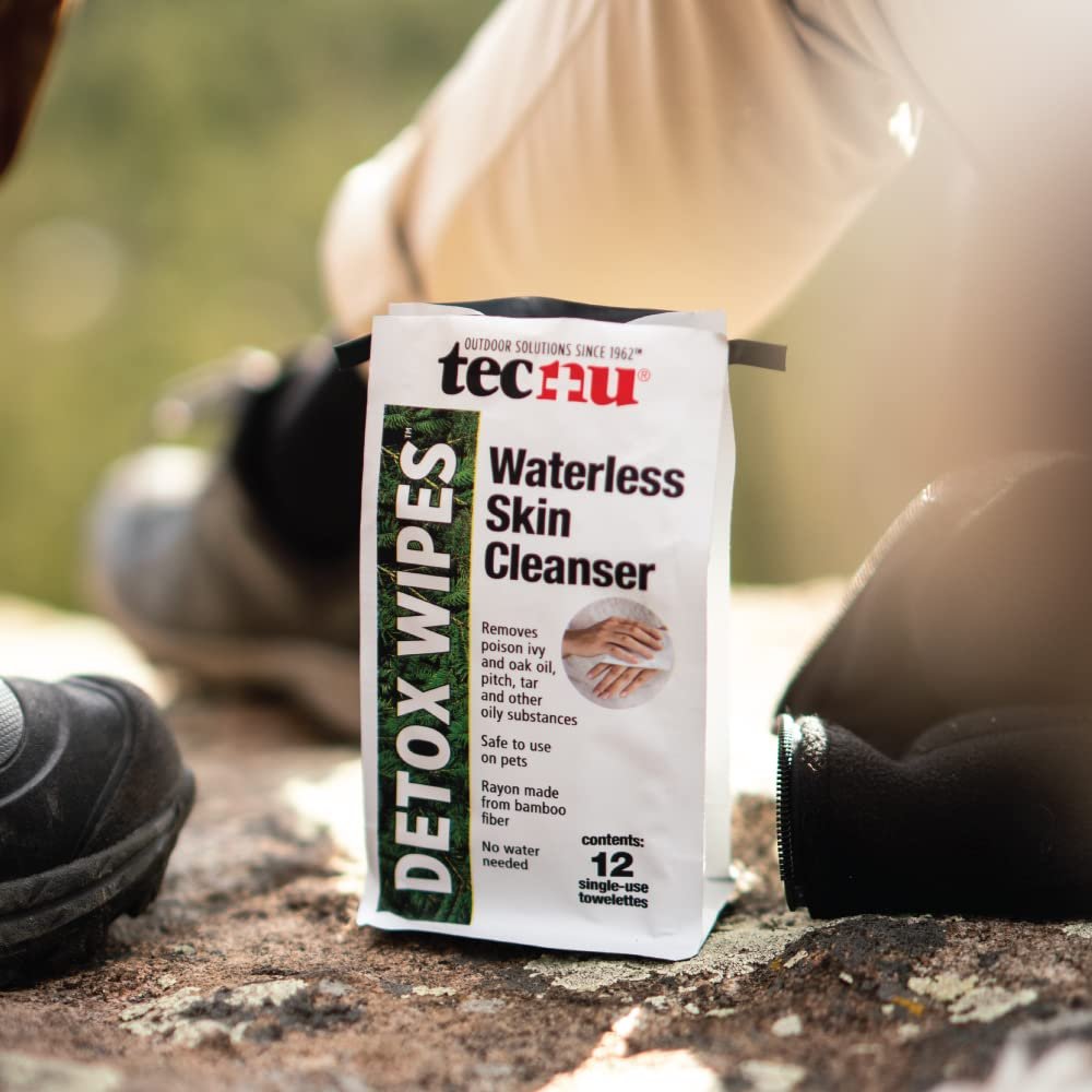 Tecnu Detox Feuchttücher gegen Giftefeu – Große Einzeltücher zur Entfernung von hautreizendem Öl, auch für Eiche und Sumach, Camping Essentials, 12 Stück