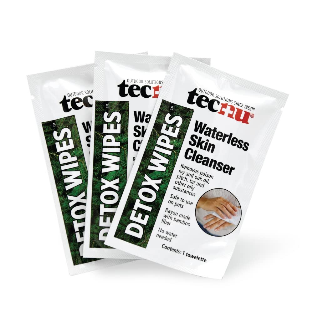 Tecnu Detox Feuchttücher gegen Giftefeu – Große Einzeltücher zur Entfernung von hautreizendem Öl, auch für Eiche und Sumach, Camping Essentials, 12 Stück