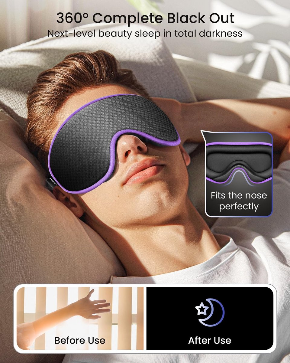WAOAW Schlafmaske für Männer und Frauen: Lichtdichte Augenmaske – 3D Atmungsaktive, Weiche Komfortmaske für Reisen – Verstellbare Schlafmaske zum Schlafen