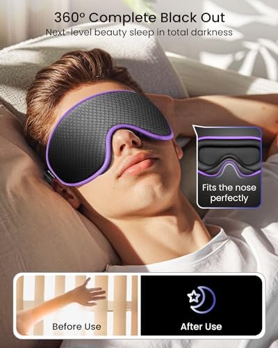 WAOAW Schlafmaske für Männer und Frauen: Lichtdichte Augenmaske – 3D Atmungsaktive, Weiche Komfortmaske für Reisen – Verstellbare Schlafmaske zum Schlafen