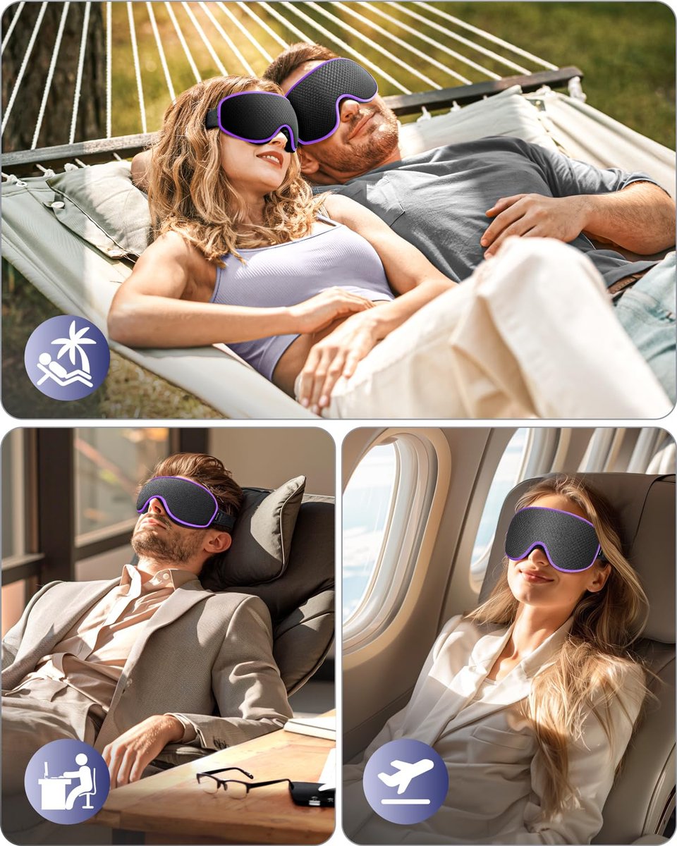 WAOAW Schlafmaske für Männer und Frauen: Lichtdichte Augenmaske – 3D Atmungsaktive, Weiche Komfortmaske für Reisen – Verstellbare Schlafmaske zum Schlafen