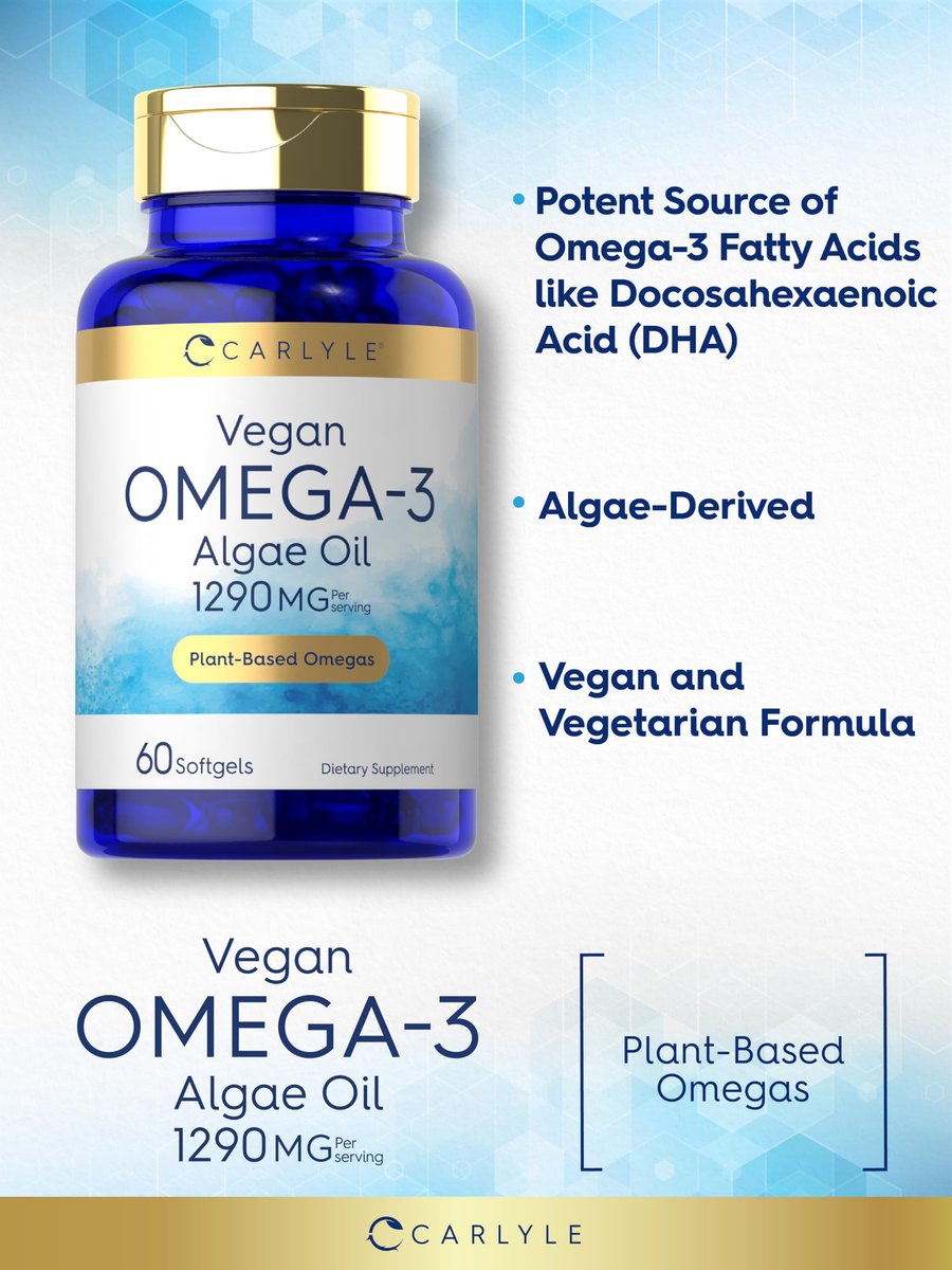 Carlyle Veganes Omega 3 Supplement | 1290 mg | 60 Softgels | Pflanzenbasiert | Non-GMO & Glutenfrei | Aus Algenöl