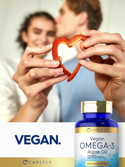 Carlyle Veganes Omega 3 Supplement | 1290 mg | 60 Softgels | Pflanzenbasiert | Non-GMO & Glutenfrei | Aus Algenöl