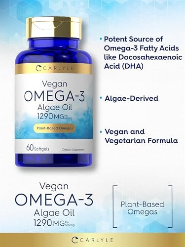 Carlyle Veganes Omega 3 Supplement | 1290 mg | 60 Softgels | Pflanzenbasiert | Non-GMO & Glutenfrei | Aus Algenöl