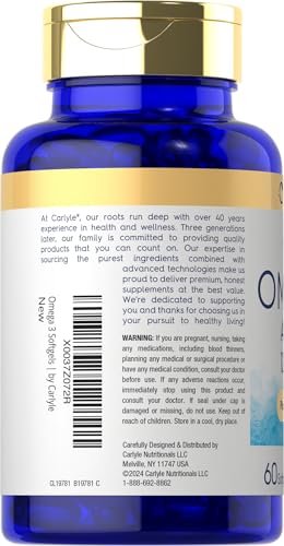 Carlyle Veganes Omega 3 Supplement | 1290 mg | 60 Softgels | Pflanzenbasiert | Non-GMO & Glutenfrei | Aus Algenöl