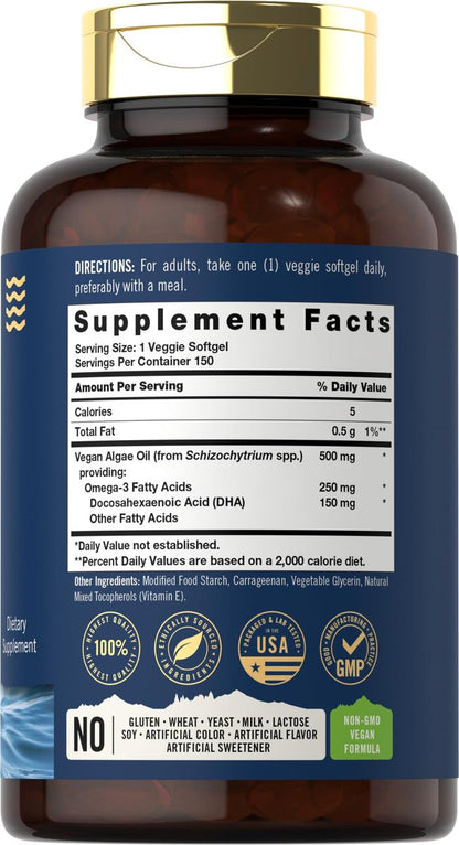 Carlyle Veganes Omega 3 Supplement | 150 Weichkapseln | aus Algenöl | Nicht-GVO & Glutenfrei