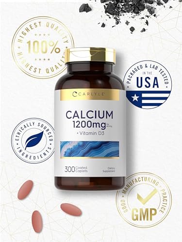 Carlyle Calcium 1200mg mit Vitamin D3 | 300 Tabletten | Nicht-GVO, glutenfrei, vegetarisches Nahrungsergänzungsmittel