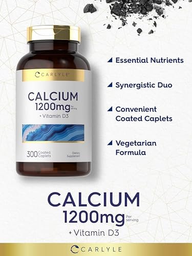 Carlyle Calcium 1200mg mit Vitamin D3 | 300 Tabletten | Nicht-GVO, glutenfrei, vegetarisches Nahrungsergänzungsmittel
