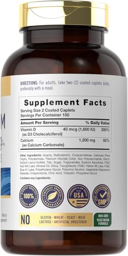 Carlyle Calcium 1200mg mit Vitamin D3 | 300 Tabletten | Nicht-GVO, glutenfrei, vegetarisches Nahrungsergänzungsmittel