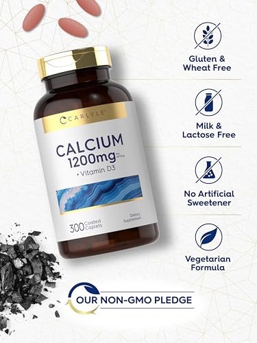 Carlyle Calcium 1200mg mit Vitamin D3 | 300 Tabletten | Nicht-GVO, glutenfrei, vegetarisches Nahrungsergänzungsmittel