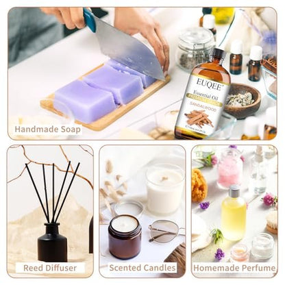 EUQEE Sandelholz Ätherisches Öl (118 ml) mit Pipette – Ideal für Diffuser, Seifen- und Kerzenherstellung