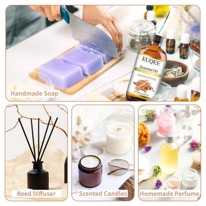 EUQEE Sandelholz Ätherisches Öl (118 ml) mit Pipette – Ideal für Diffuser, Seifen- und Kerzenherstellung