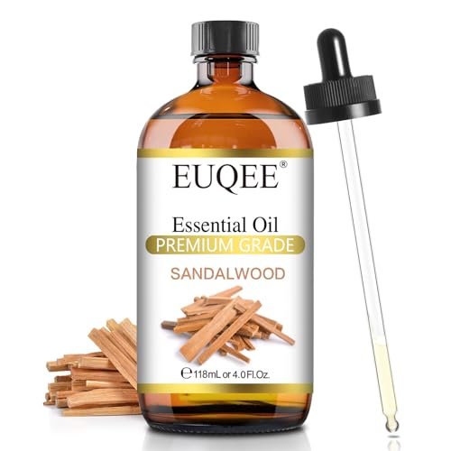 EUQEE Sandelholz Ätherisches Öl (118 ml) mit Pipette – Ideal für Diffuser, Seifen- und Kerzenherstellung