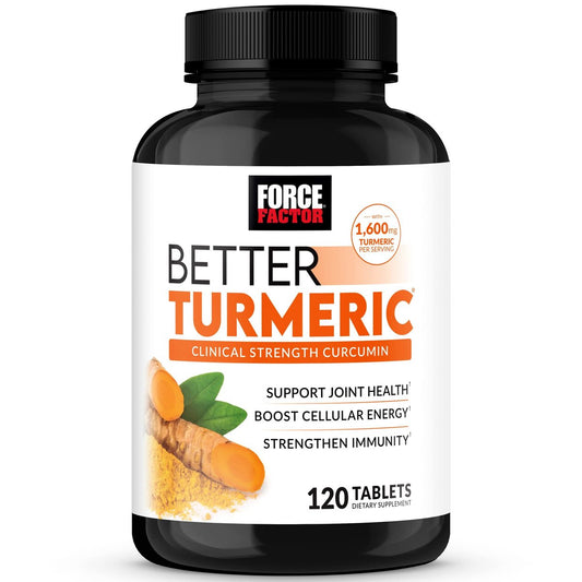 Force Factor Better Turmeric Curcumin 1600mg mit Schwarzem Pfeffer & Ingwer – Klinisch starke Gelenkunterstützung, verbesserte Absorption, 120 Tabletten