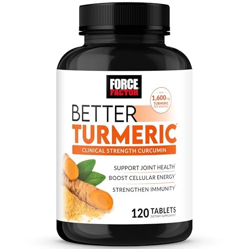 Force Factor Better Turmeric Curcumin 1600mg mit Schwarzem Pfeffer & Ingwer – Klinisch starke Gelenkunterstützung, verbesserte Absorption, 120 Tabletten