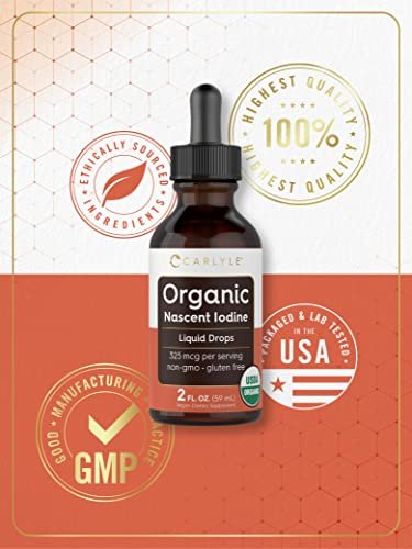 Carlyle Organische Naszierende Jodtropfen | 59 ml | Veganes Nahrungsergänzungsmittel | Nicht-GVO, Glutenfrei