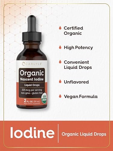 Carlyle Organische Naszierende Jodtropfen | 59 ml | Veganes Nahrungsergänzungsmittel | Nicht-GVO, Glutenfrei