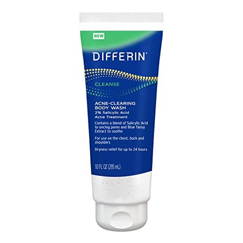 Differin Akne Körperwaschgel von den Herstellern des Differin Gels, Aknebehandlungsreiniger mit Salicylsäure, cremige Schaumformel für Rücken, Brust, Schultern, 295 ml