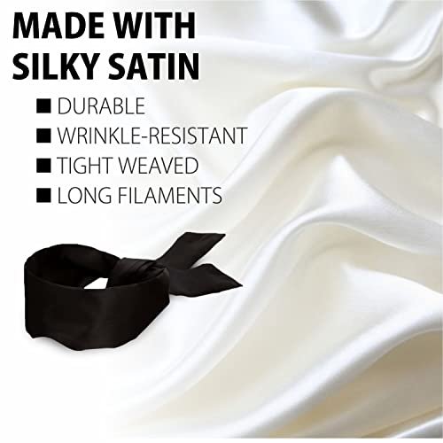 Lang Horn 2er-Pack Seiden-Satin Schlafmaske – Weiche Satin-Augenmaske für erholsamen Schlaf, 155 cm, 62 Zoll, Schwarz