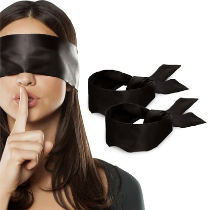 Lang Horn 2er-Pack Seiden-Satin Schlafmaske – Weiche Satin-Augenmaske für erholsamen Schlaf, 155 cm, 62 Zoll, Schwarz