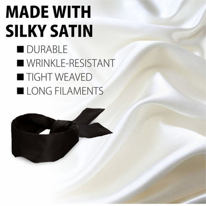 Lang Horn 2er-Pack Seiden-Satin Schlafmaske – Weiche Satin-Augenmaske für erholsamen Schlaf, 155 cm, 62 Zoll, Schwarz