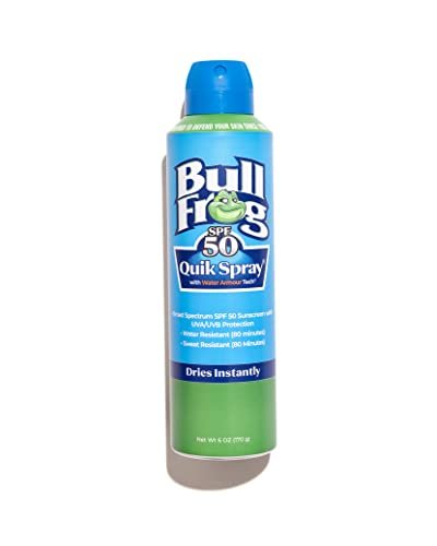 Bullfrog Quik Spray Sonnenschutz SPF 50 | Ohne Oxybenzon & Octinoxat | Breitspektrum Feuchtigkeitsspendender UVA/UVB-Schutz, 177 ml