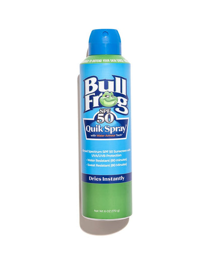 Bullfrog Quik Spray Sonnenschutz SPF 50 | Ohne Oxybenzon & Octinoxat | Breitspektrum Feuchtigkeitsspendender UVA/UVB-Schutz, 177 ml