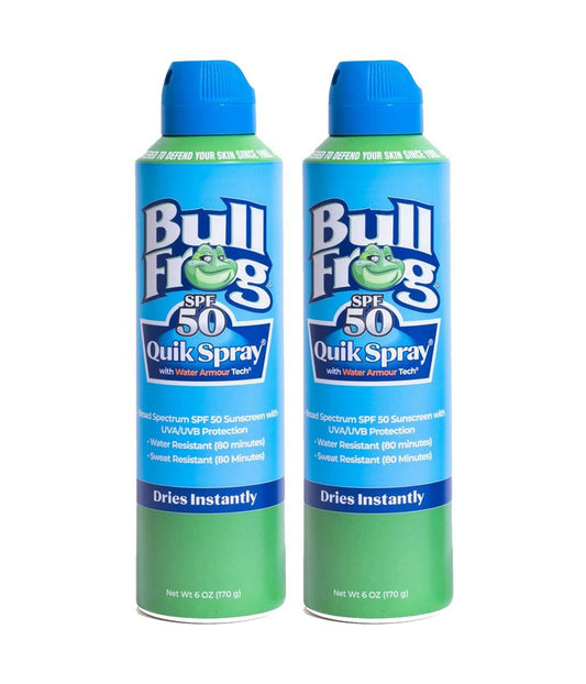 Bullfrog Quik Spray Sonnenschutz SPF 50 | Ohne Oxybenzon & Octinoxat | Breitspektrum Feuchtigkeitsspendender UVA/UVB-Schutz, 2er-Pack
