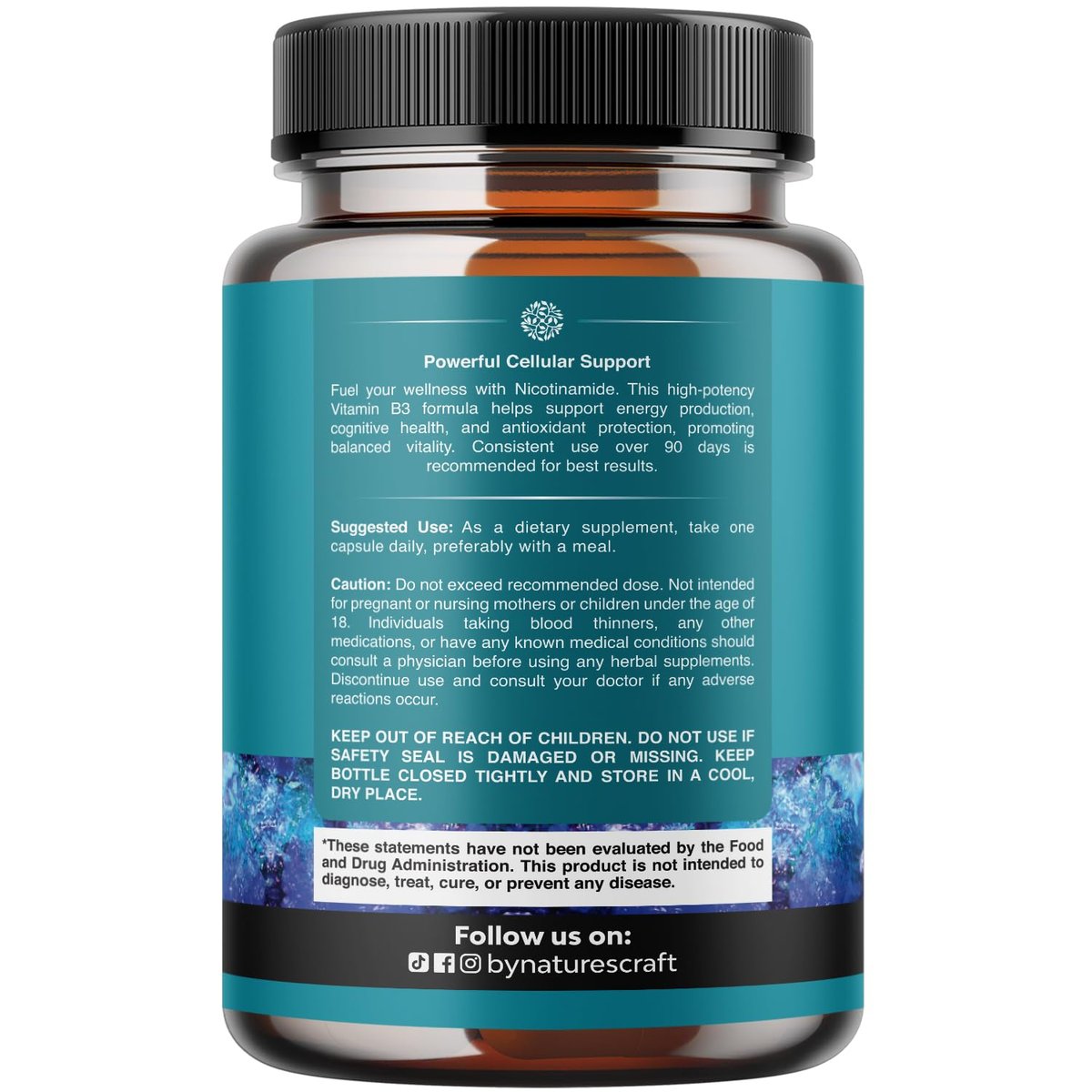Vitamin B3 Niacinamid 500mg Kapseln - Mitochondrien Energie und Hautergänzung - Niacin-Flush-freies Nicotinamid 500mg - 180 Kapseln