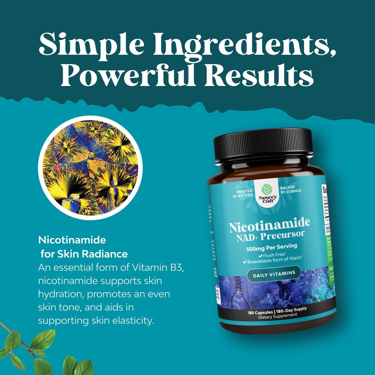 Vitamin B3 Niacinamid 500mg Kapseln - Mitochondrien Energie und Hautergänzung - Niacin-Flush-freies Nicotinamid 500mg - 180 Kapseln