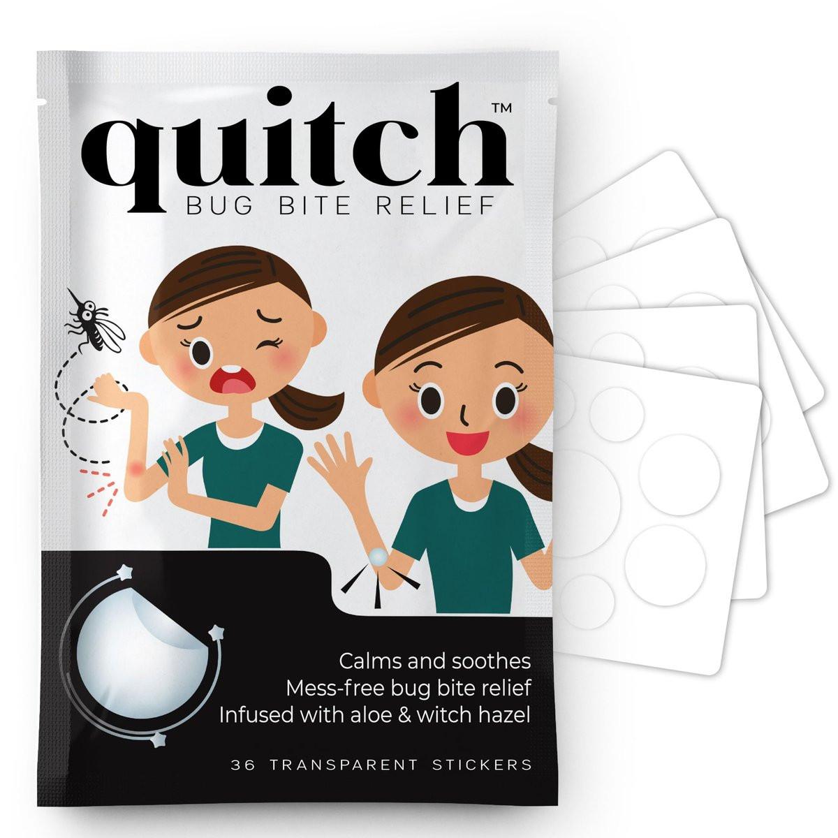 quitch Mückenstich-Pflaster für Kinder & Babys – Hydrocortison-freie Alternative, arzneimittelfreie Anti-Juckreiz-Sticker für Reisen, Camping & Outdoor-Spiele (36 Stück)
